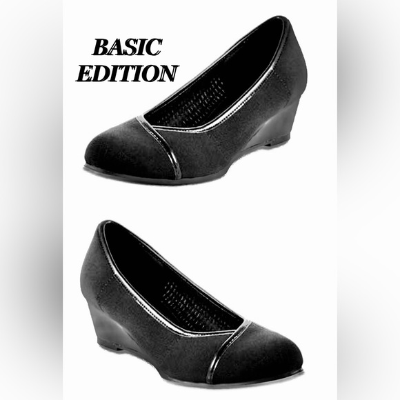 BASIC EDITION earlena women’s dress/casual shoes  2in wedge black size 5 NWT - Picture 12 of 12